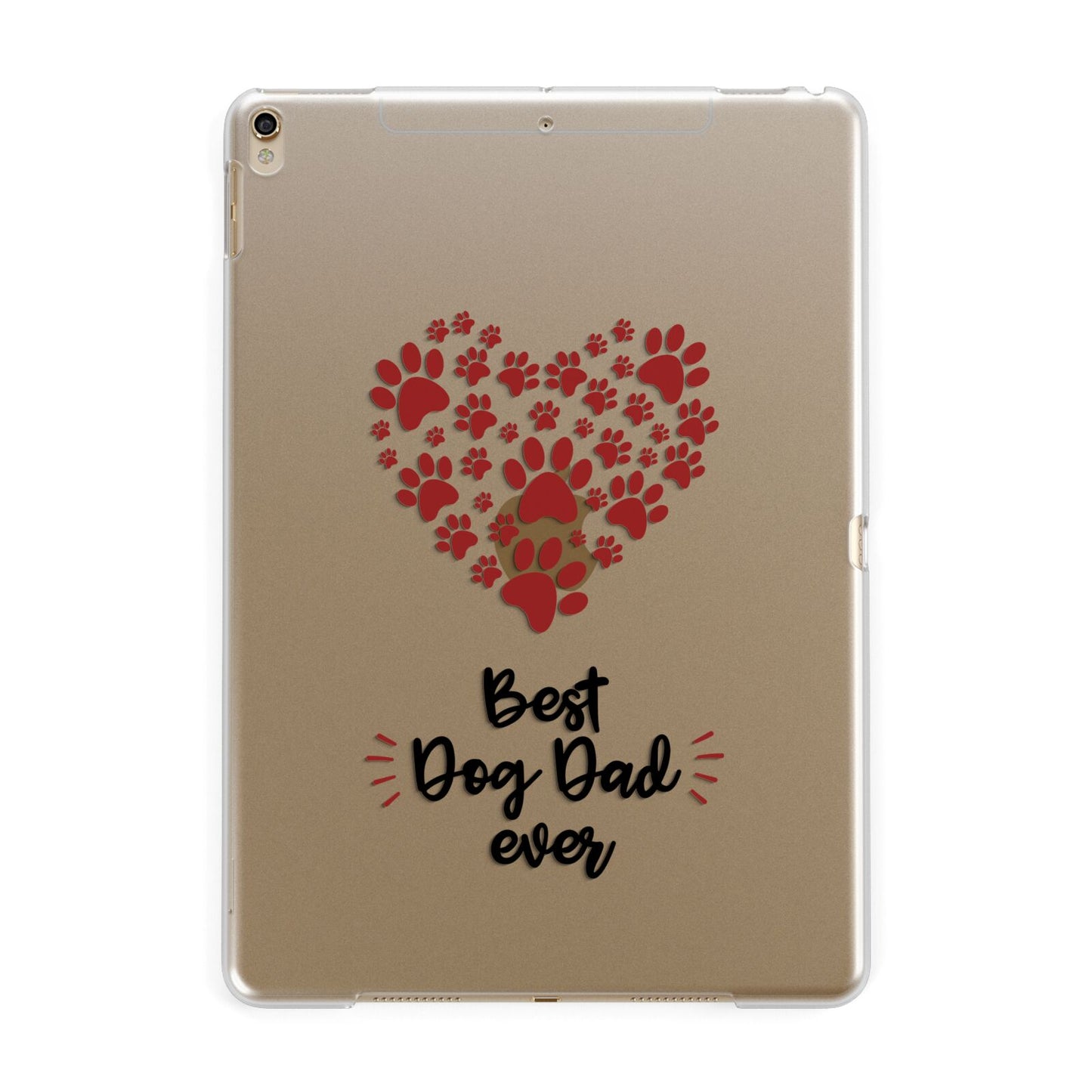 Clear Best Dog Dad Paws Apple iPad Gold Case