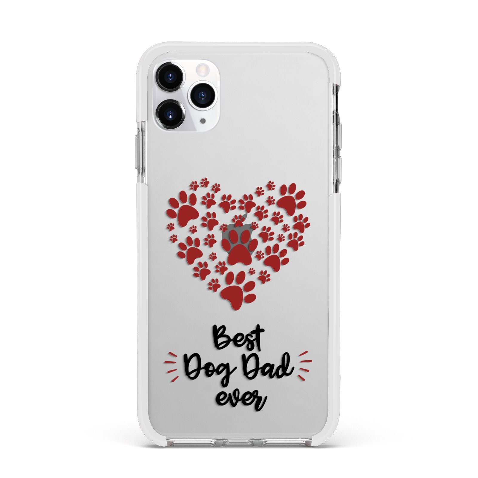 Best Dog Dad Paws Apple iPhone 11 Pro Max in Silver with White Impact Case