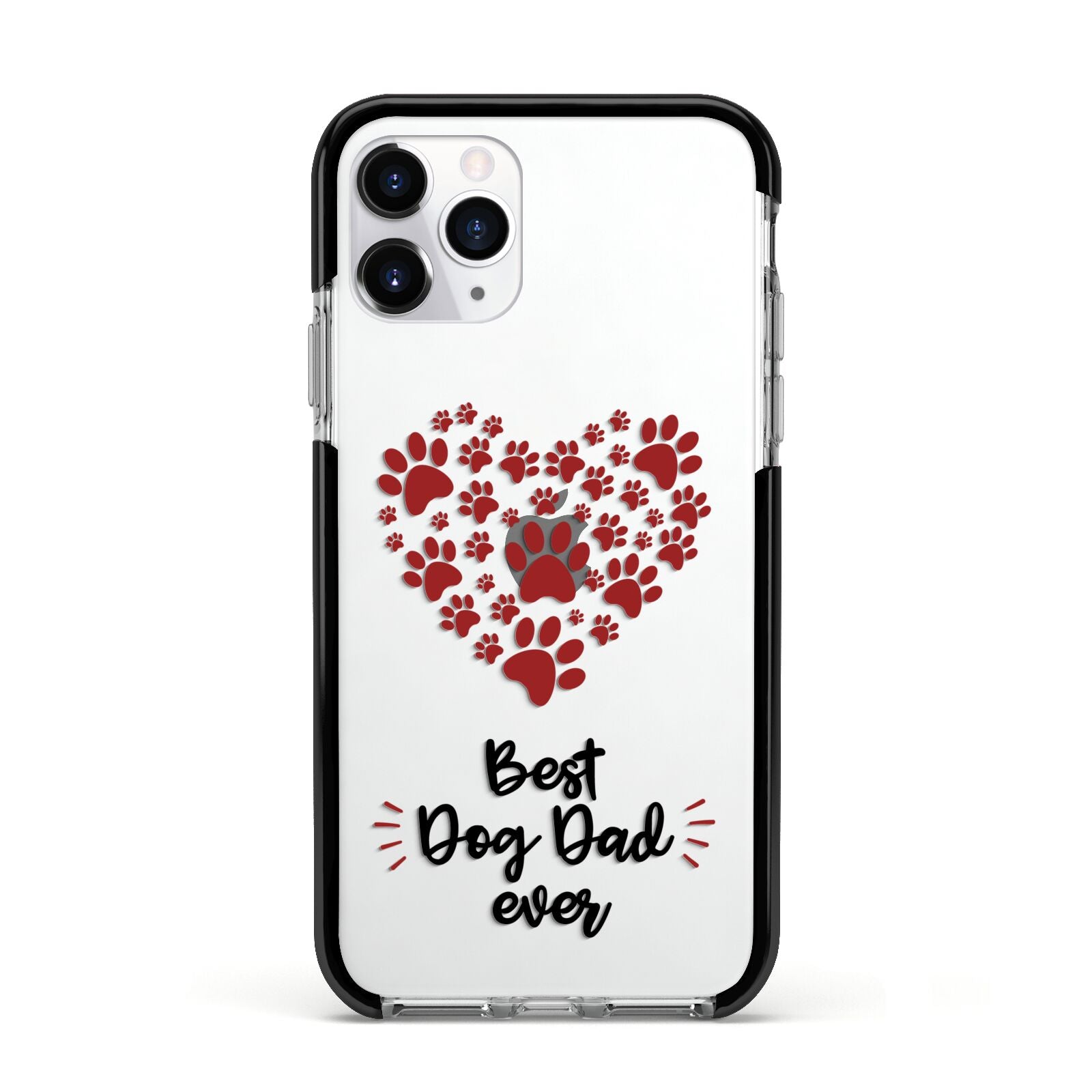 Best Dog Dad Paws Apple iPhone 11 Pro in Silver with Black Impact Case