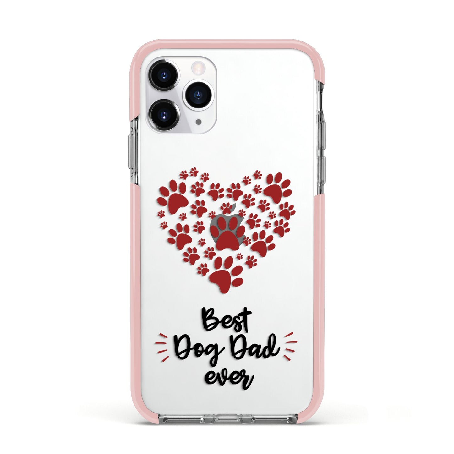 Best Dog Dad Paws Apple iPhone 11 Pro in Silver with Pink Impact Case