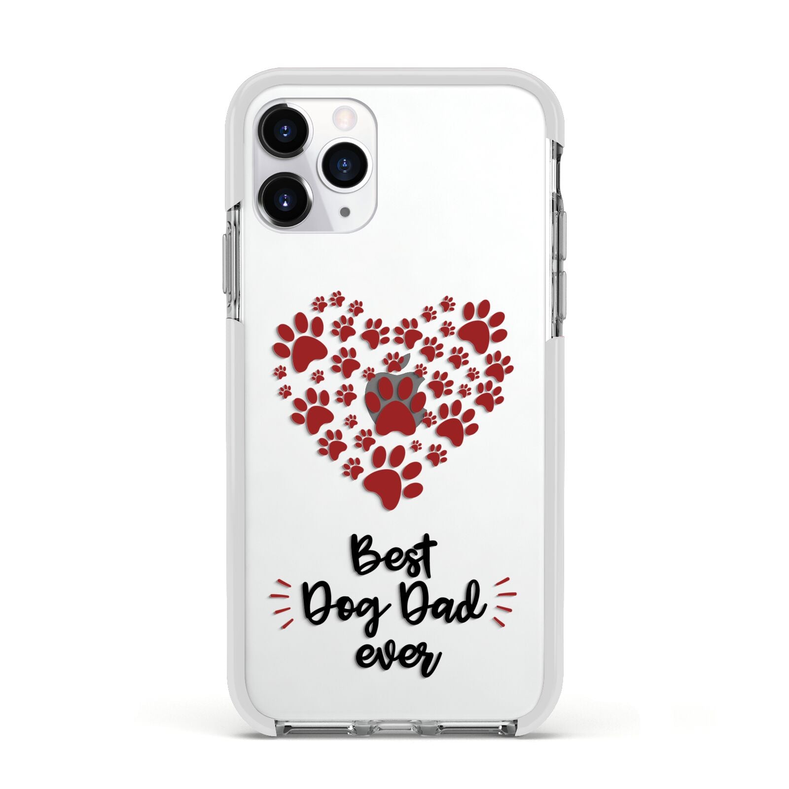 Best Dog Dad Paws Apple iPhone 11 Pro in Silver with White Impact Case