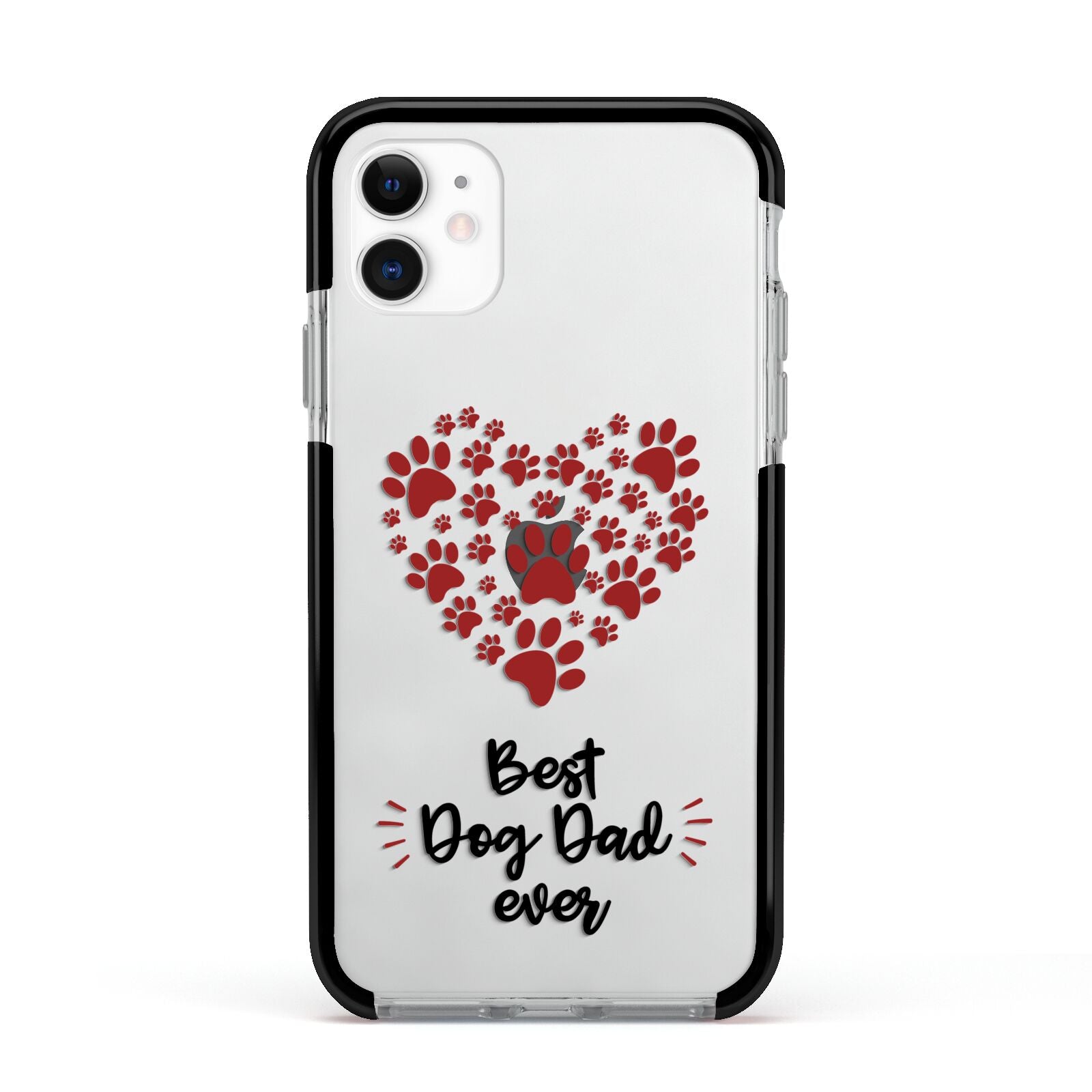 Best Dog Dad Paws Apple iPhone 11 in White with Black Impact Case
