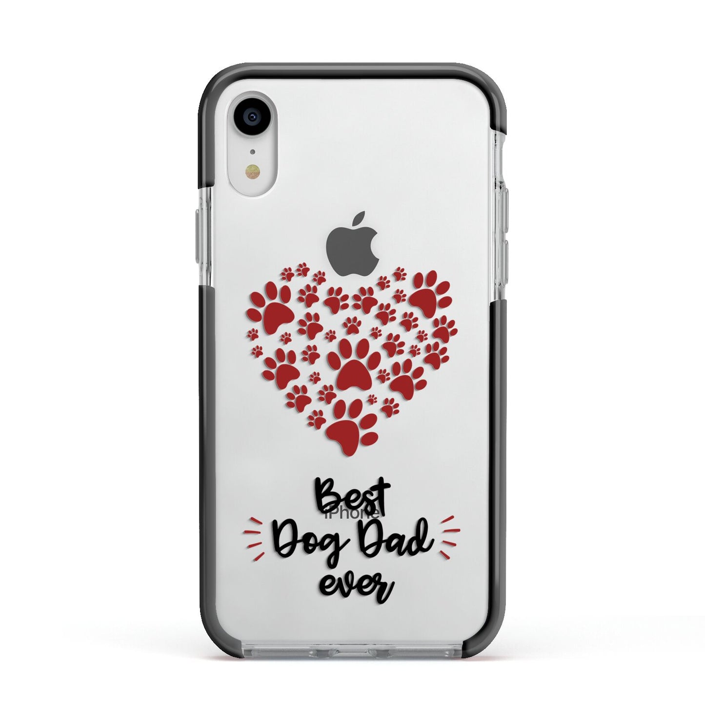 Best Dog Dad Paws Apple iPhone XR Impact Case Black Edge on Silver Phone