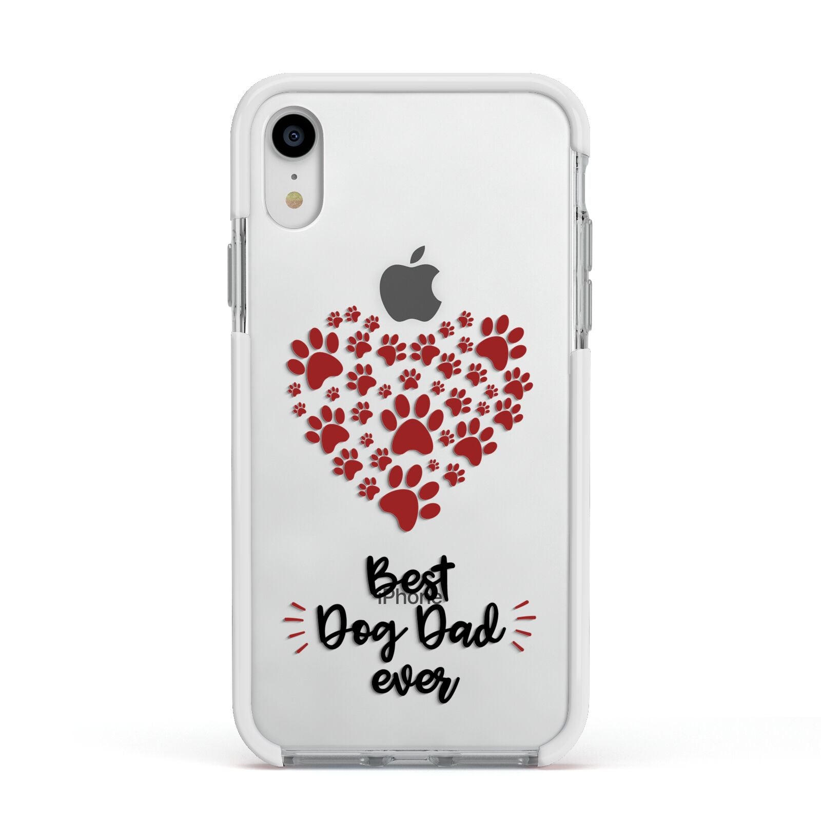 Best Dog Dad Paws Apple iPhone XR Impact Case White Edge on Silver Phone