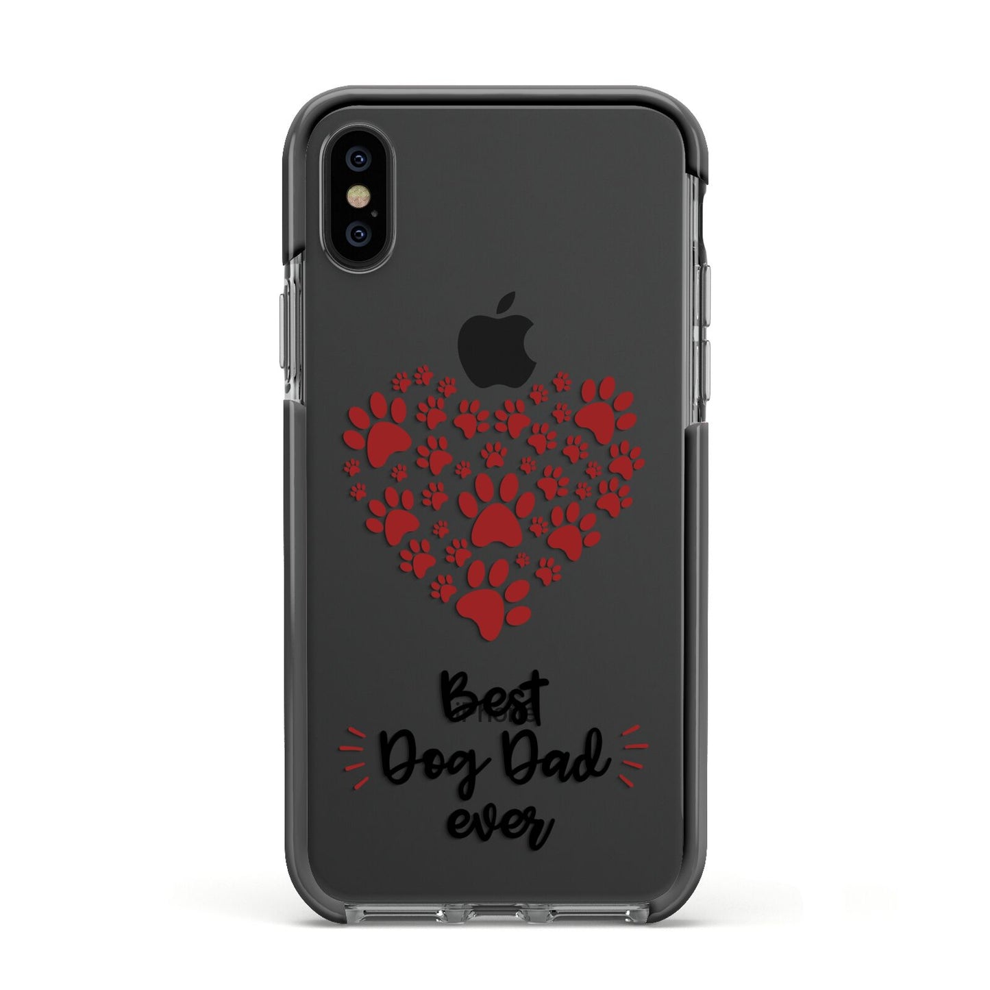 Best Dog Dad Paws Apple iPhone Xs Impact Case Black Edge on Black Phone