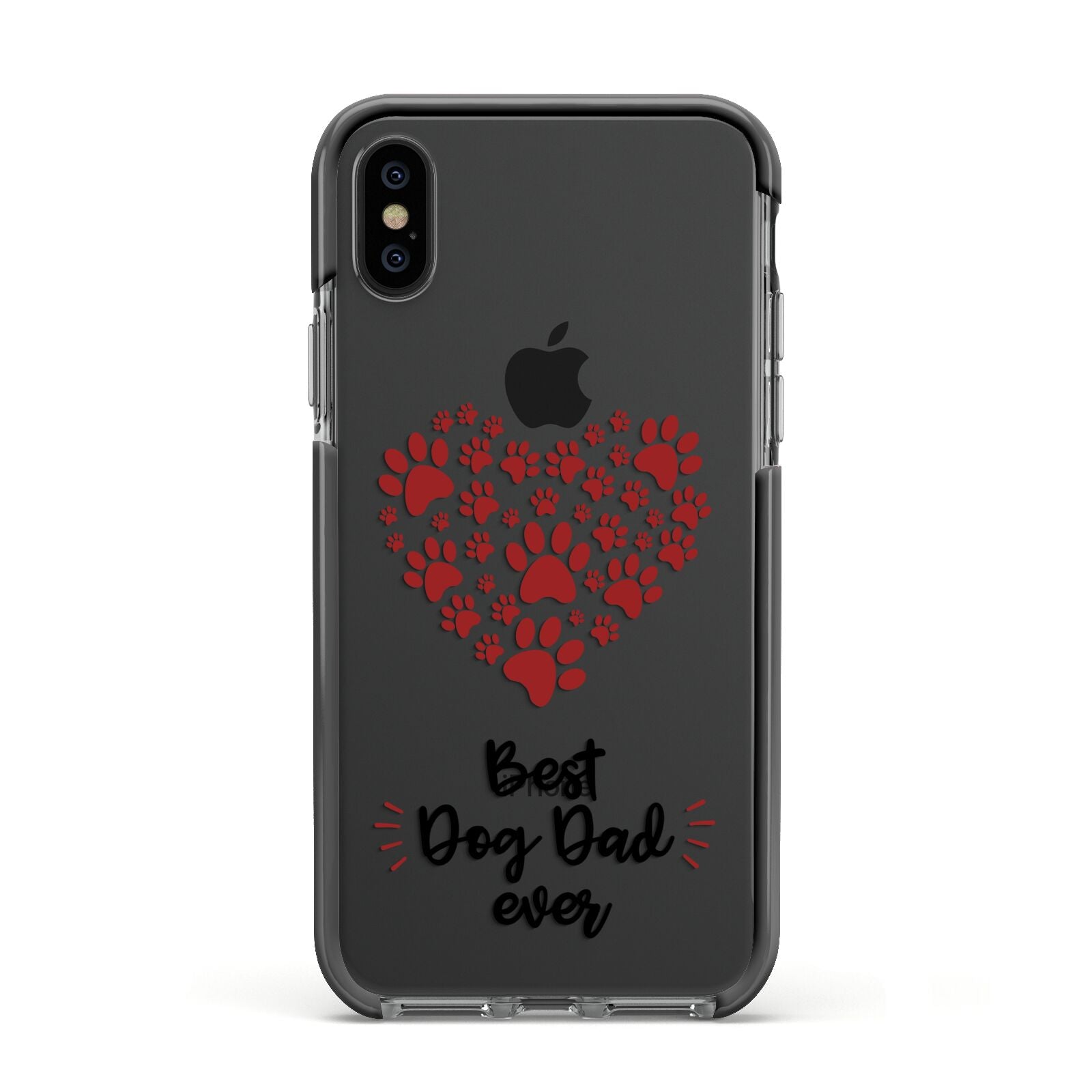 Best Dog Dad Paws Apple iPhone Xs Impact Case Black Edge on Black Phone