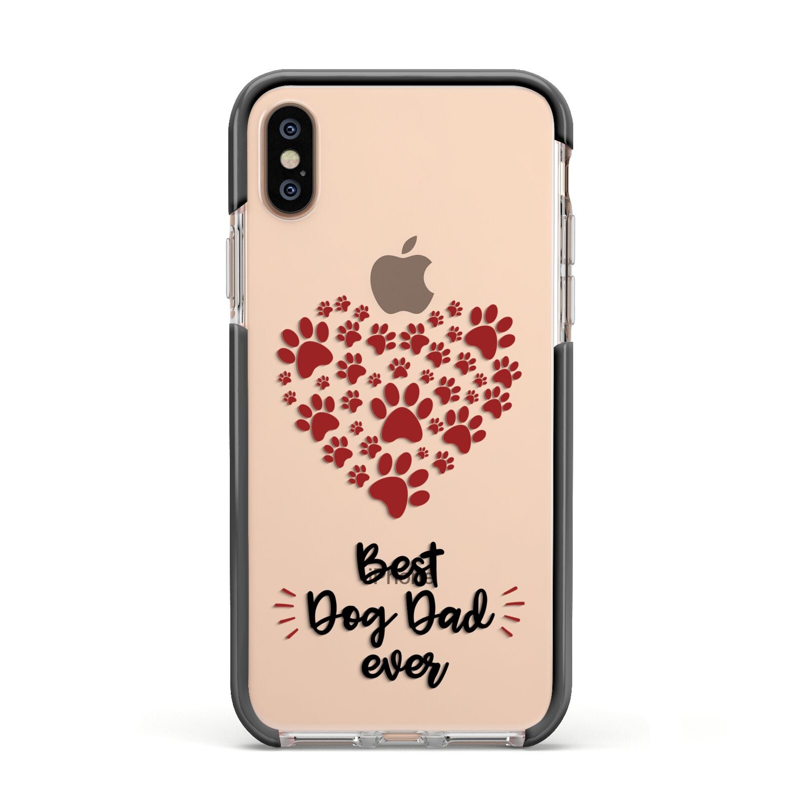 Best Dog Dad Paws Apple iPhone Xs Impact Case Black Edge on Gold Phone