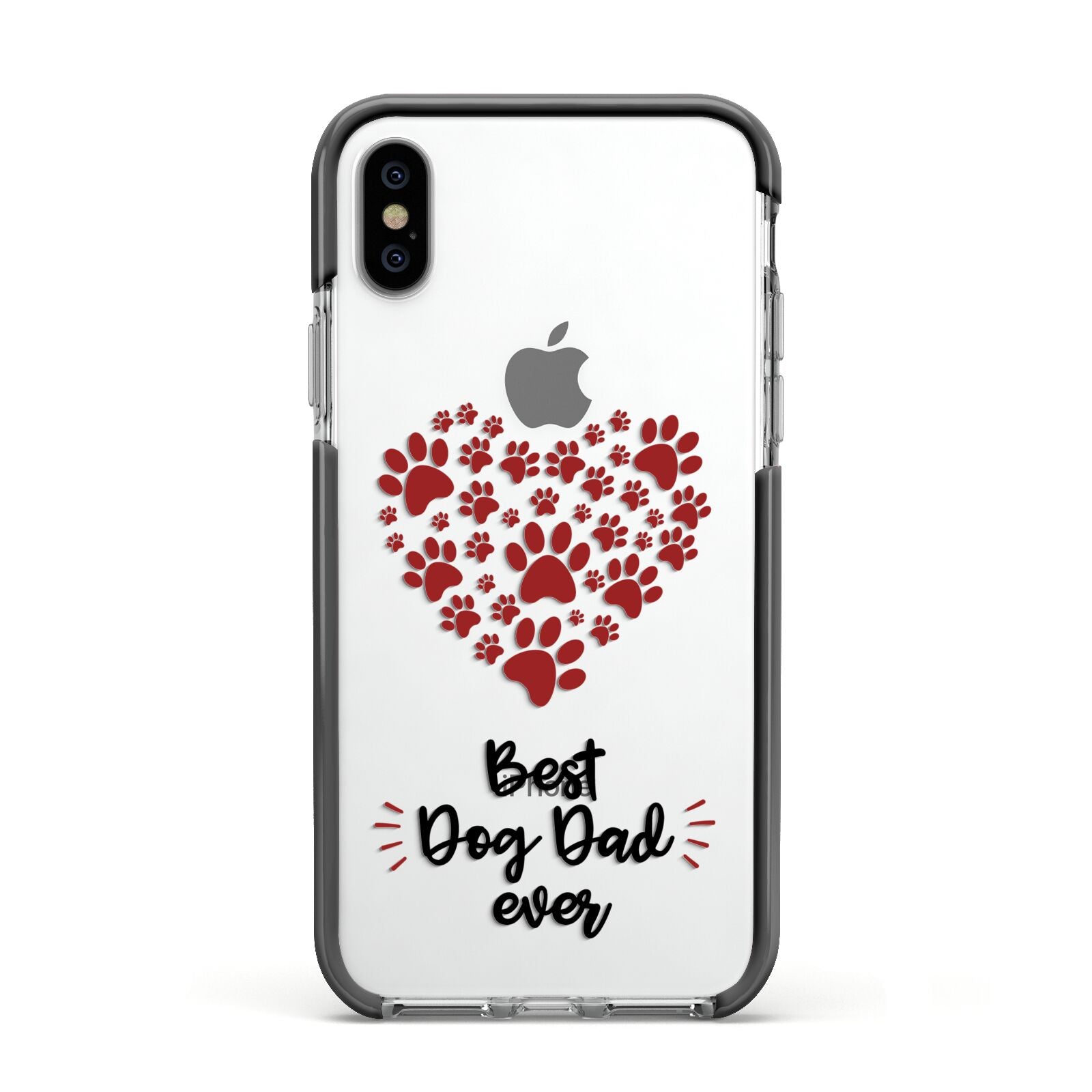 Best Dog Dad Paws Apple iPhone Xs Impact Case Black Edge on Silver Phone