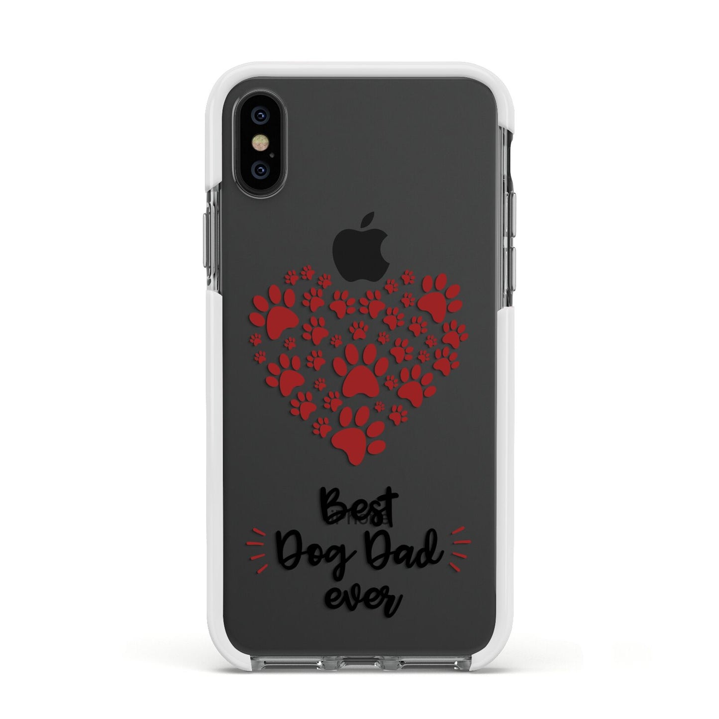Best Dog Dad Paws Apple iPhone Xs Impact Case White Edge on Black Phone
