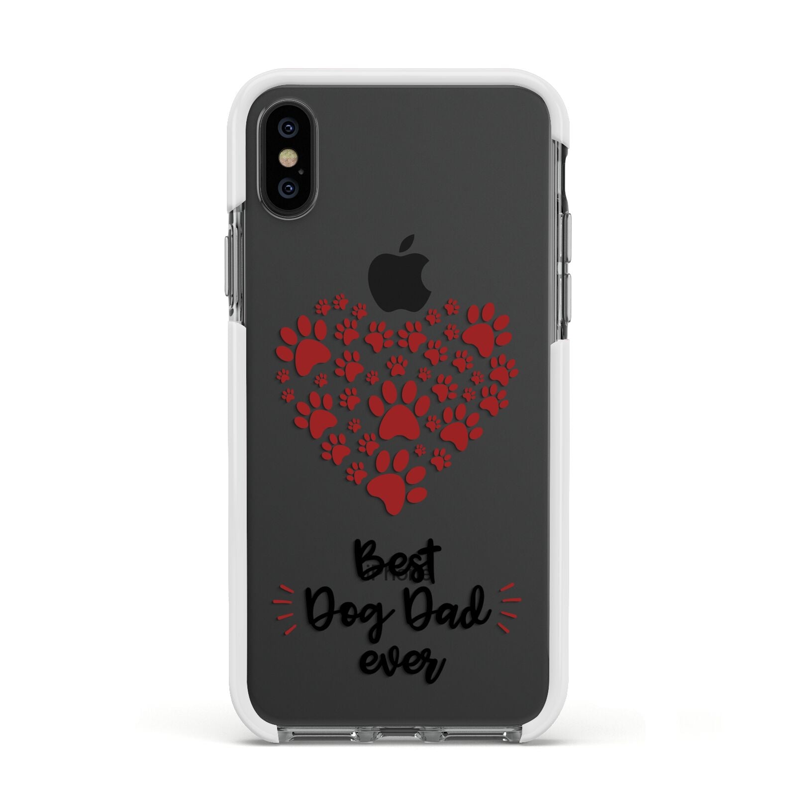 Best Dog Dad Paws Apple iPhone Xs Impact Case White Edge on Black Phone