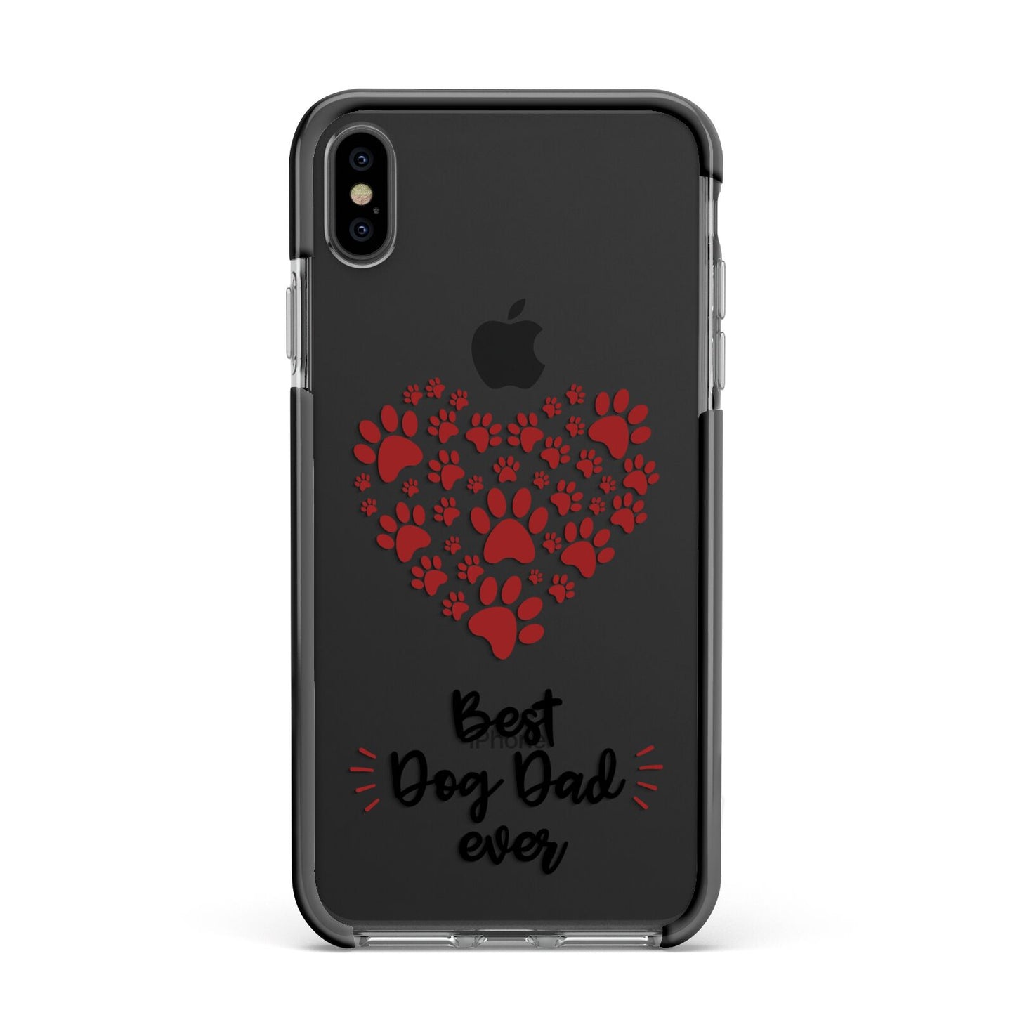 Best Dog Dad Paws Apple iPhone Xs Max Impact Case Black Edge on Black Phone