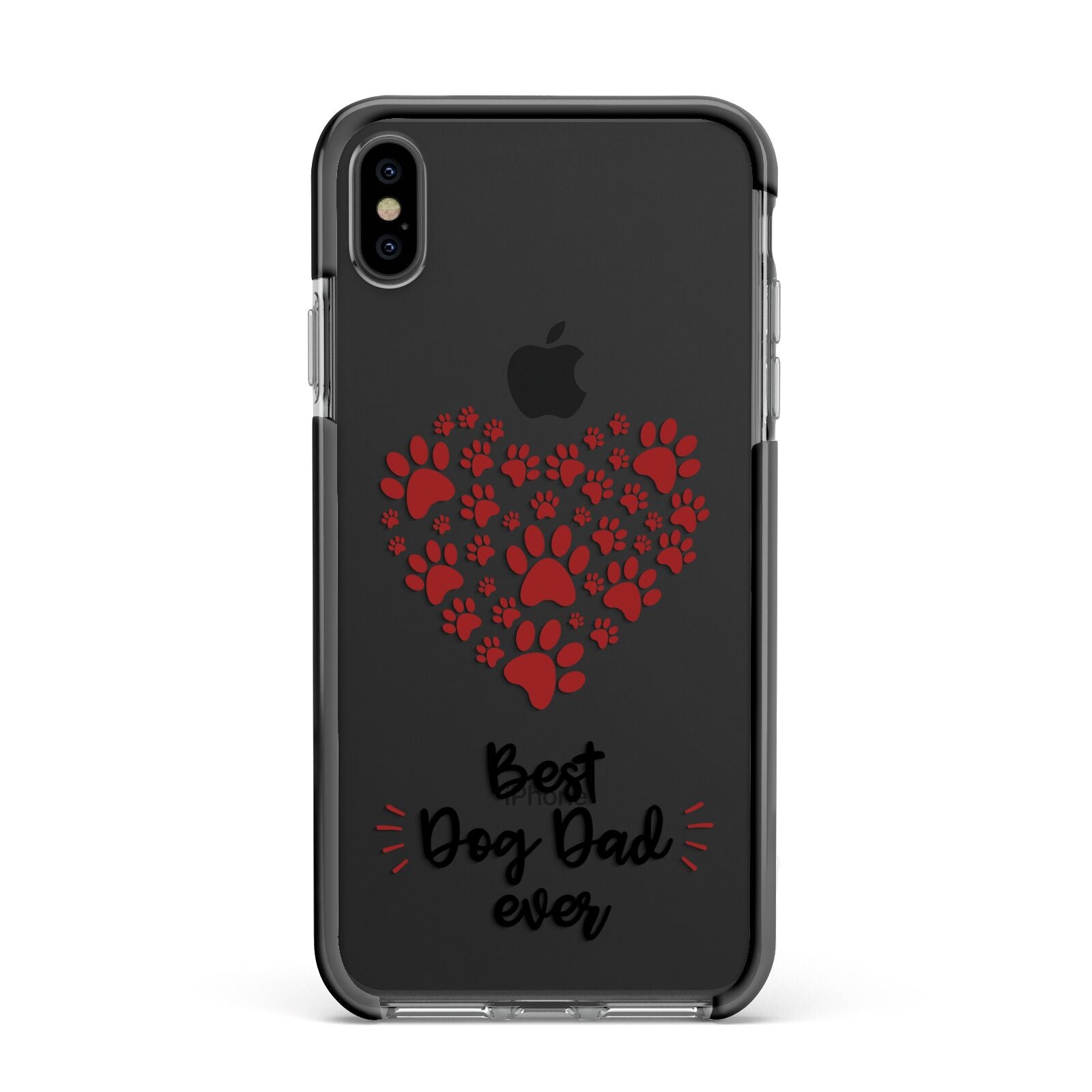 Best Dog Dad Paws Apple iPhone Xs Max Impact Case Black Edge on Black Phone