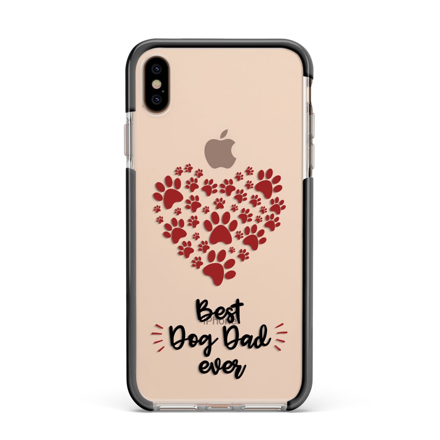 Best Dog Dad Paws Apple iPhone Xs Max Impact Case Black Edge on Gold Phone