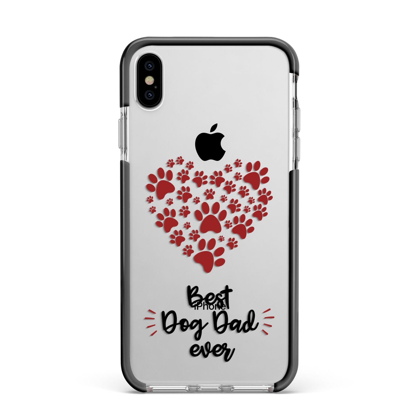 Best Dog Dad Paws Apple iPhone Xs Max Impact Case Black Edge on Silver Phone