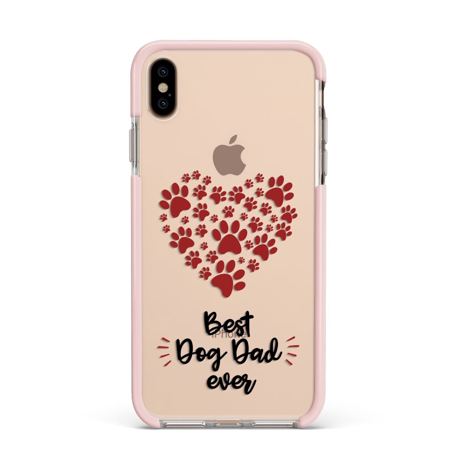 Best Dog Dad Paws Apple iPhone Xs Max Impact Case Pink Edge on Gold Phone