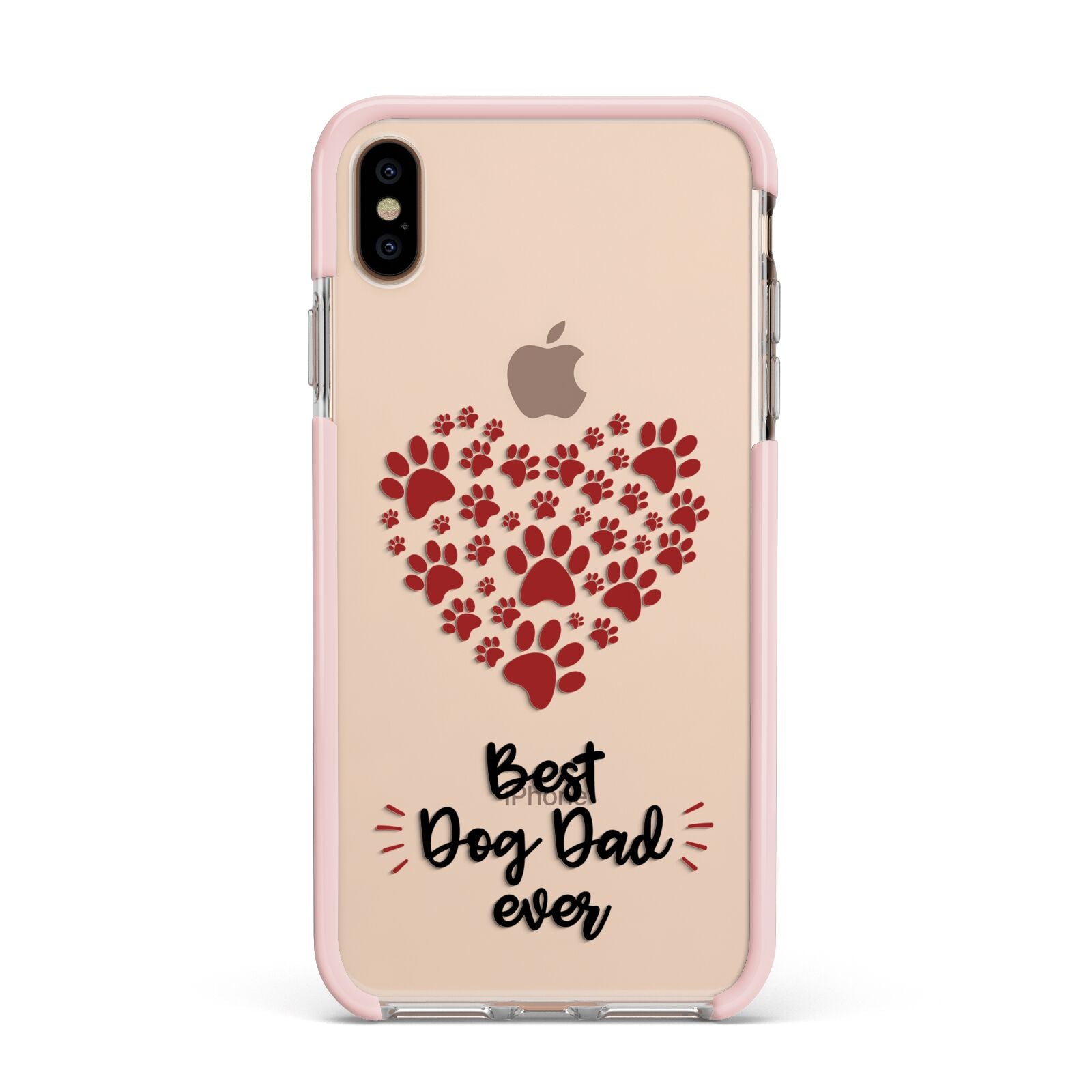 Best Dog Dad Paws Apple iPhone Xs Max Impact Case Pink Edge on Gold Phone
