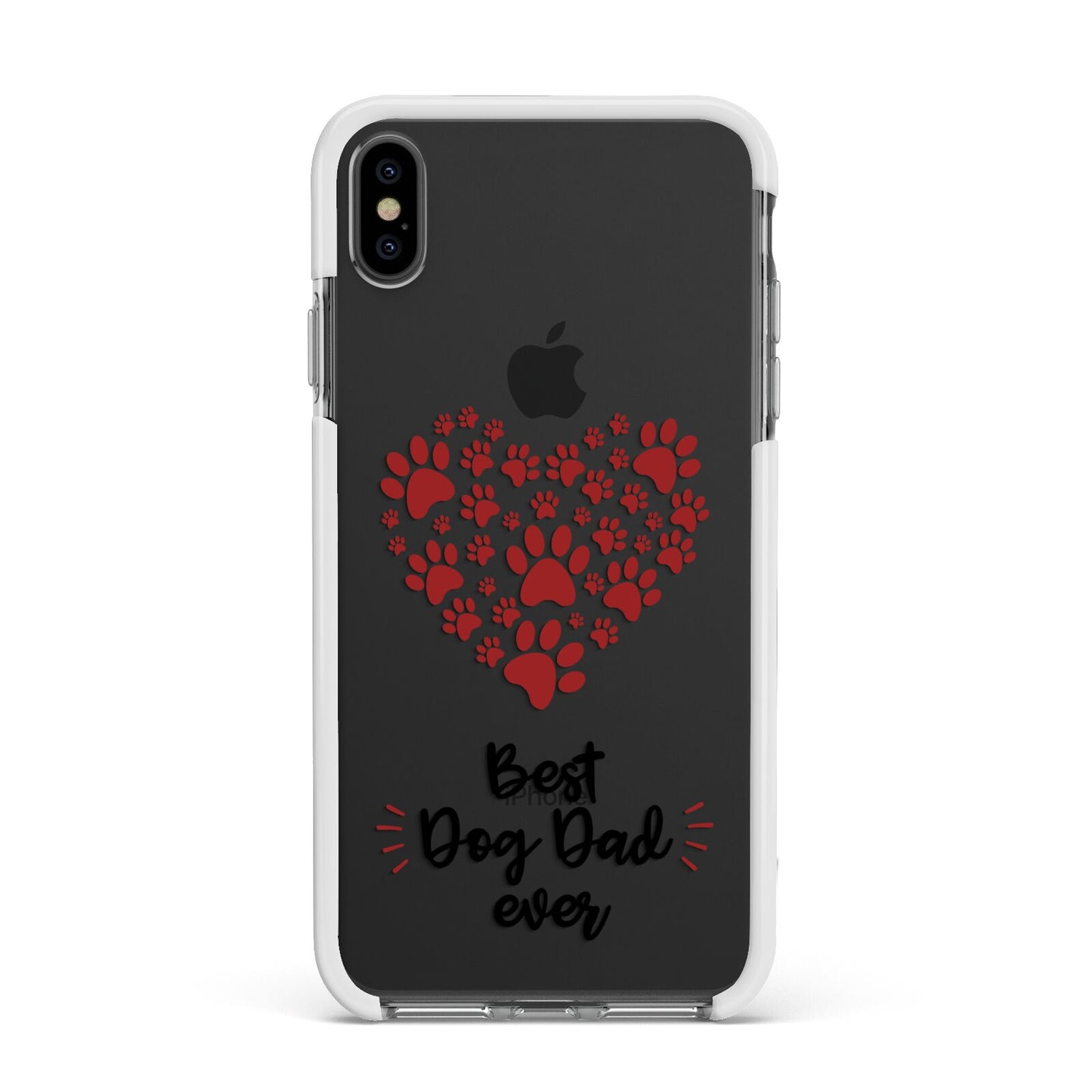 Best Dog Dad Paws Apple iPhone Xs Max Impact Case White Edge on Black Phone