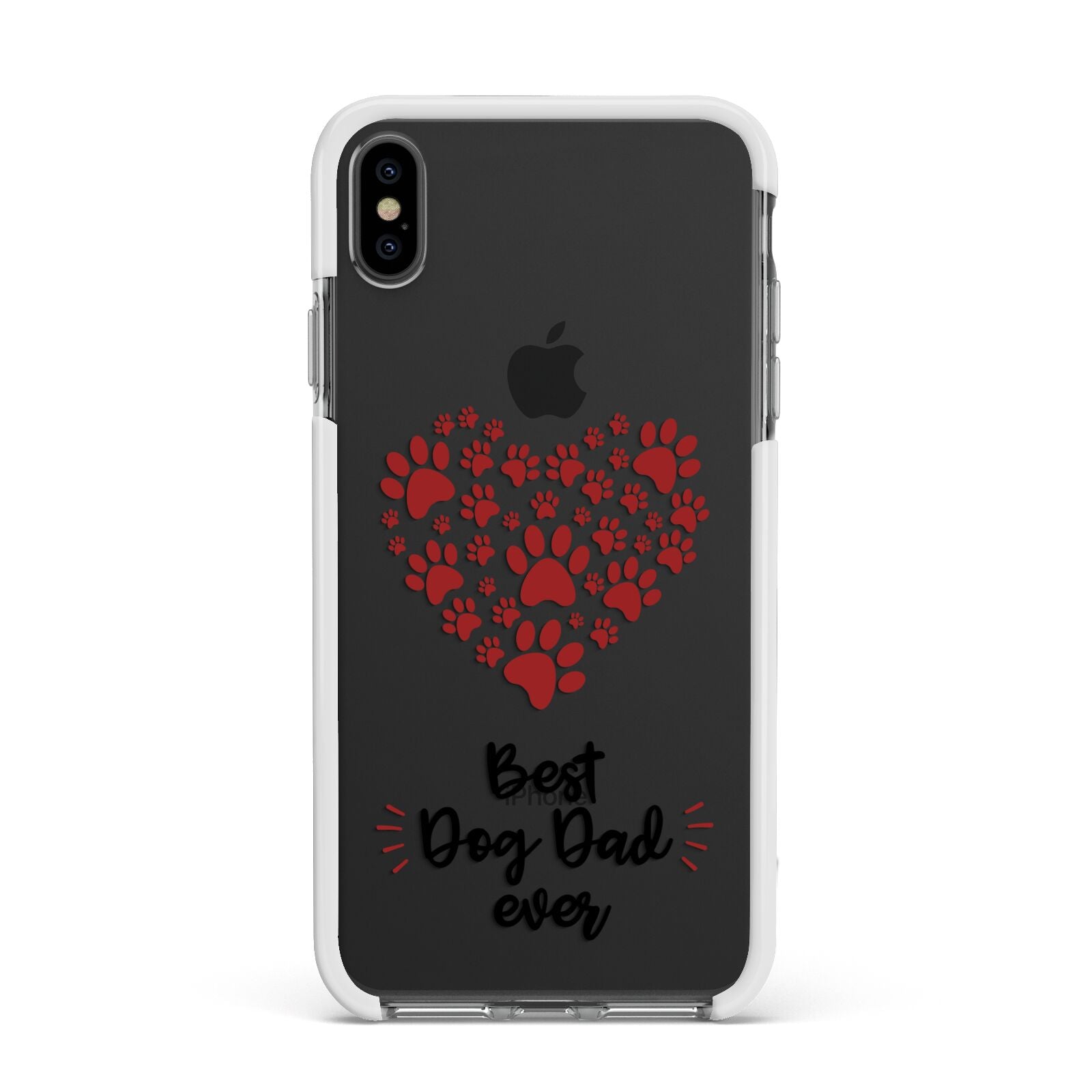Best Dog Dad Paws Apple iPhone Xs Max Impact Case White Edge on Black Phone