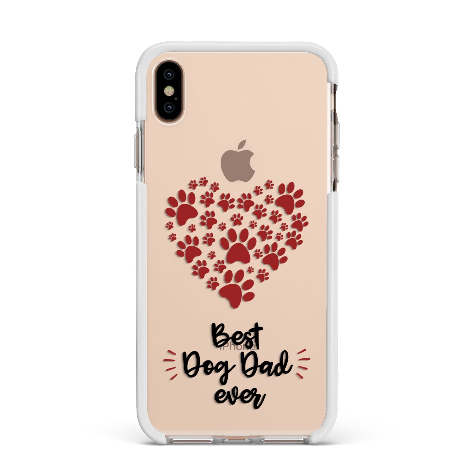 Best Dog Dad Paws Apple iPhone Xs Max Impact Case White Edge on Gold Phone