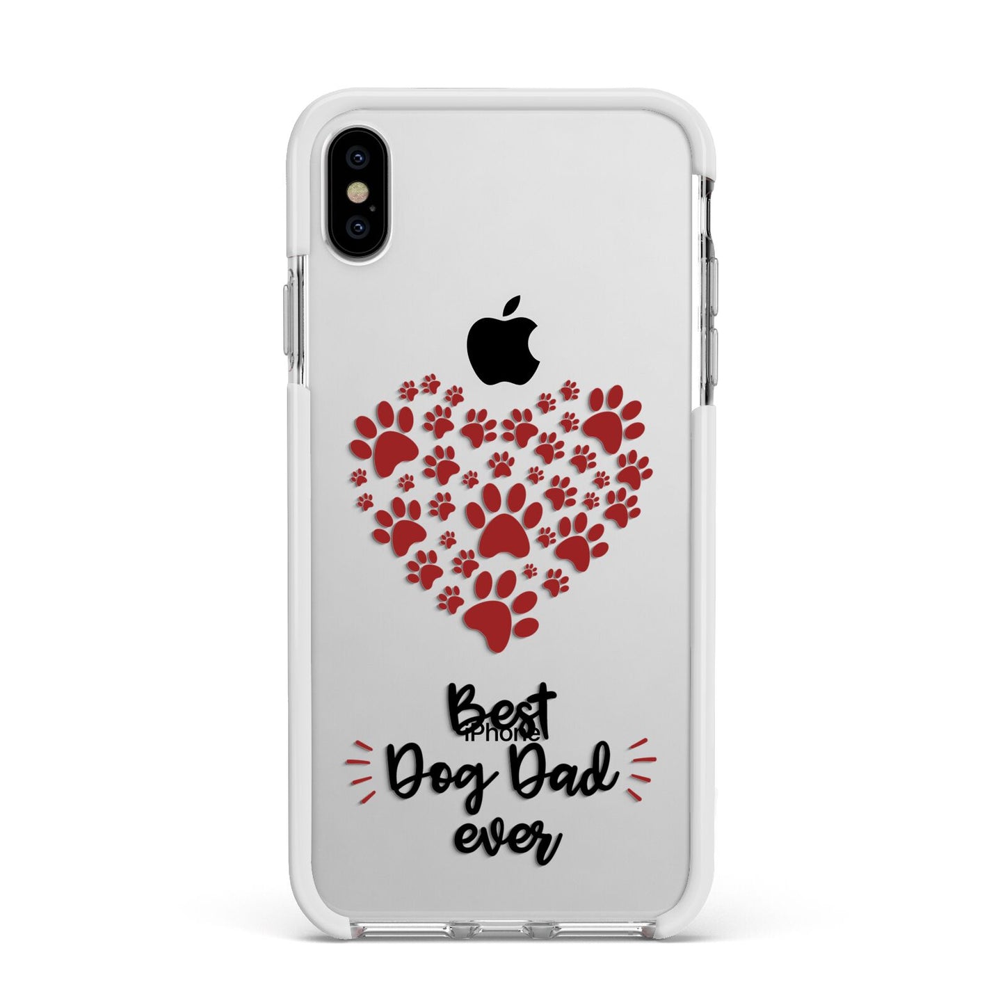 Best Dog Dad Paws Apple iPhone Xs Max Impact Case White Edge on Silver Phone