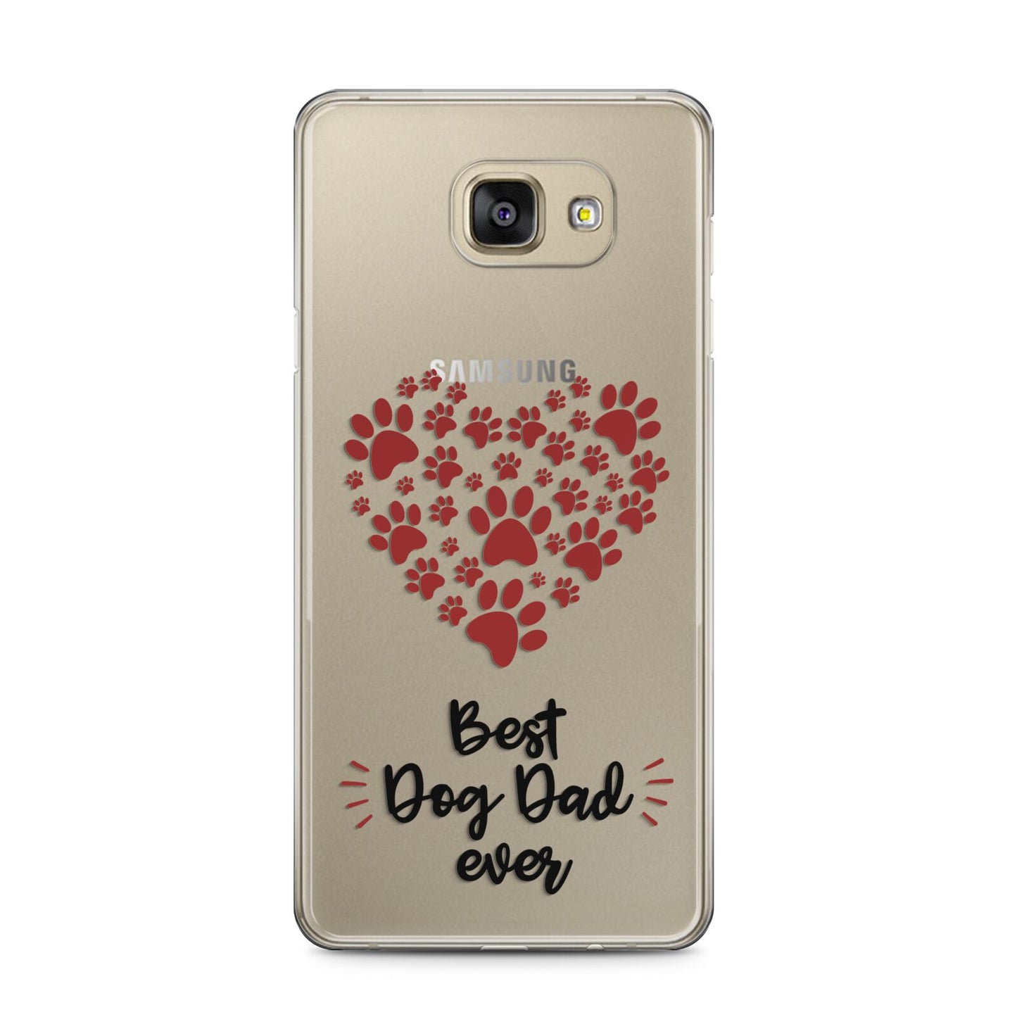 Best Dog Dad Paws Samsung Galaxy A5 2016 Case on gold phone