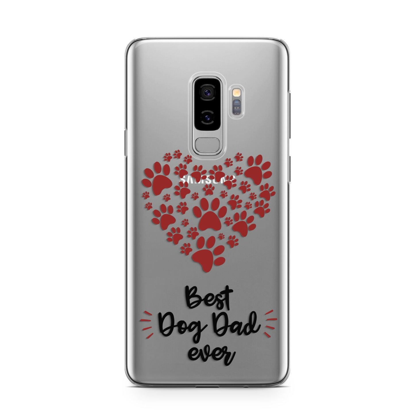 Best Dog Dad Paws Samsung Galaxy S9 Plus Case on Silver phone