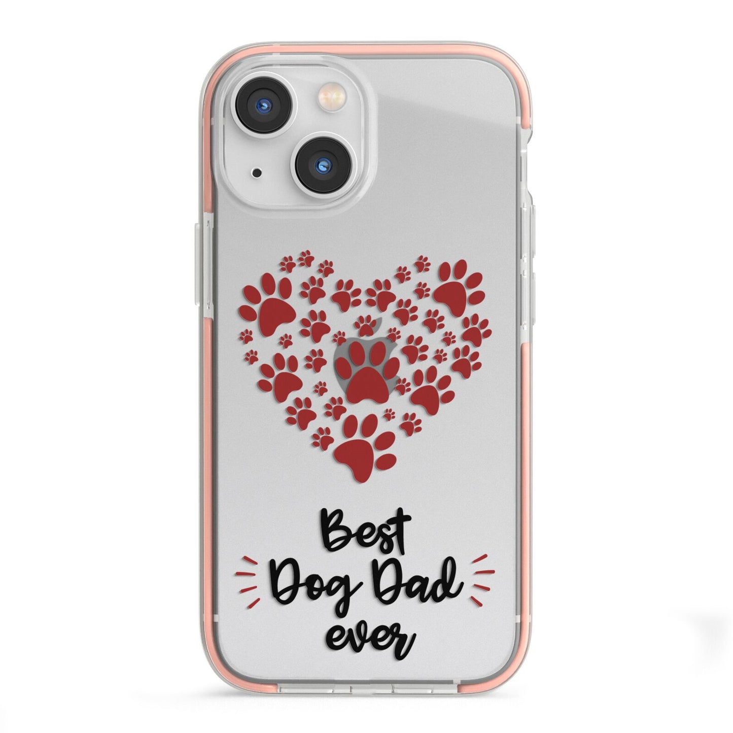 Best Dog Dad Paws iPhone 13 Mini TPU Impact Case with Pink Edges