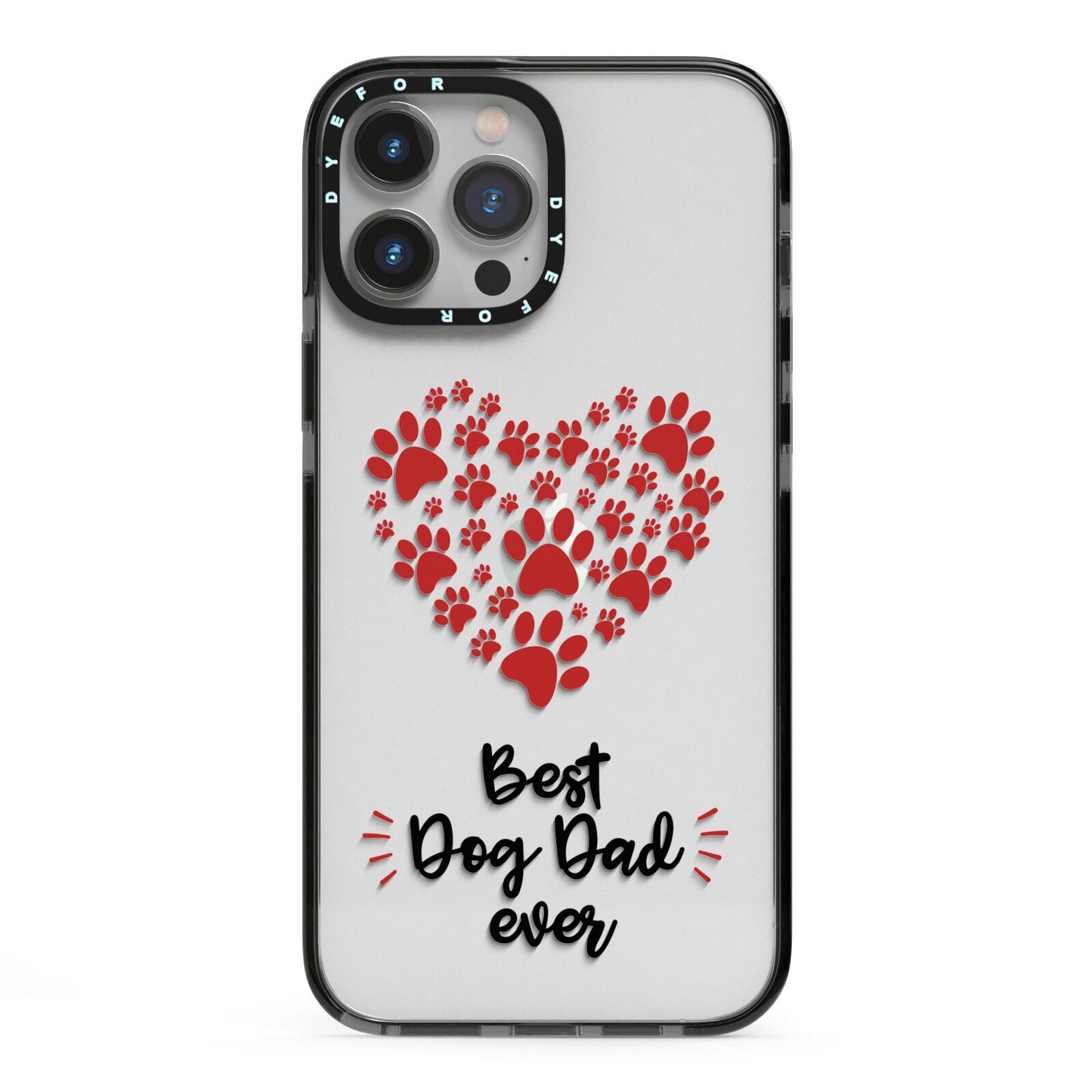 Best Dog Dad Paws iPhone 13 Pro Max Black Impact Case on Silver phone