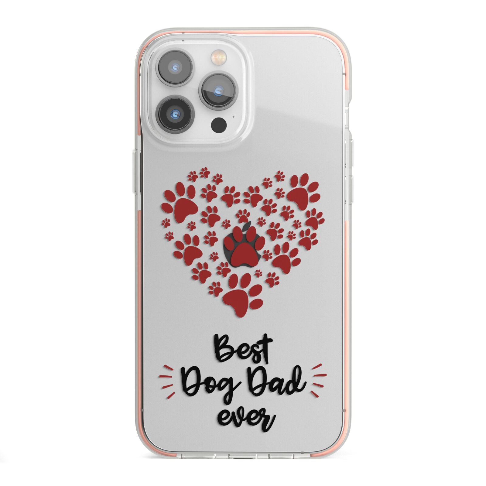 Best Dog Dad Paws iPhone 13 Pro Max TPU Impact Case with Pink Edges