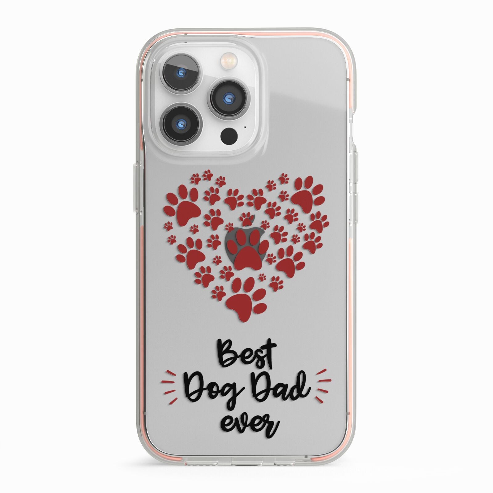 Best Dog Dad Paws iPhone 13 Pro TPU Impact Case with Pink Edges