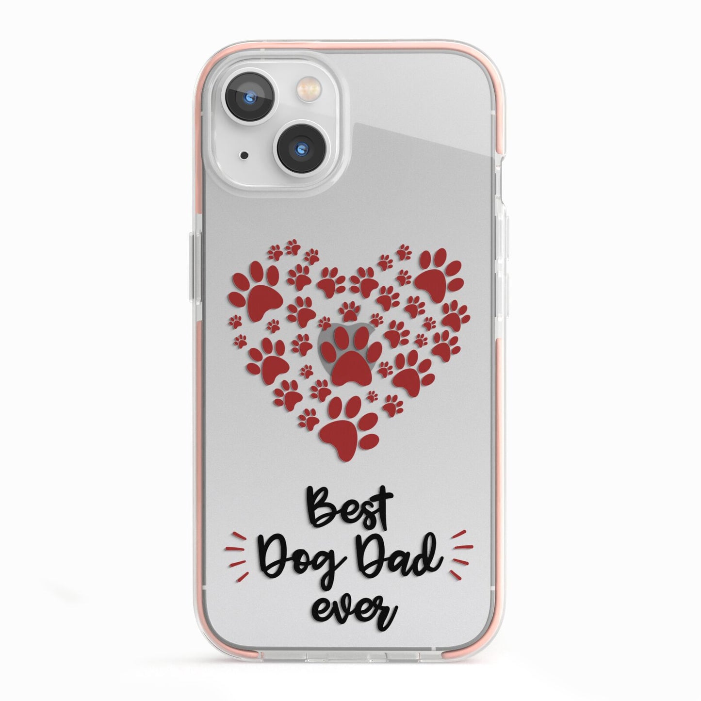 Best Dog Dad Paws iPhone 13 TPU Impact Case with Pink Edges