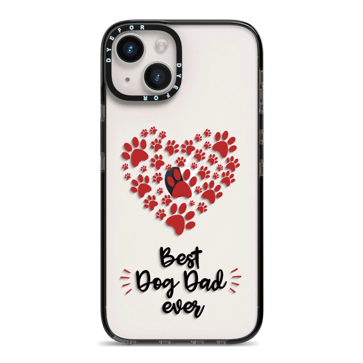 Best Dog Dad Paws iPhone 14 Black Impact Case on Silver phone
