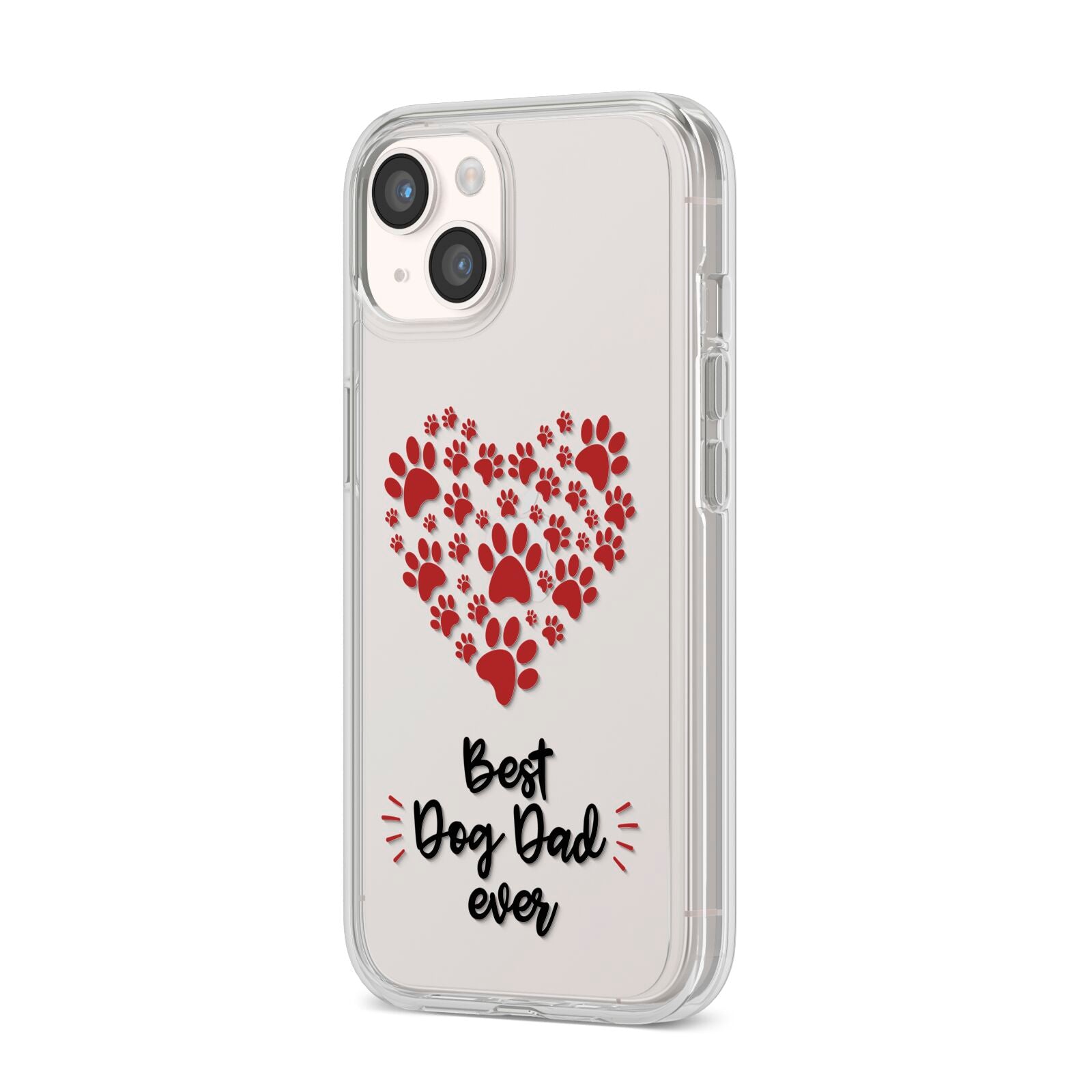 Best Dog Dad Paws iPhone 14 Clear Tough Case Starlight Angled Image