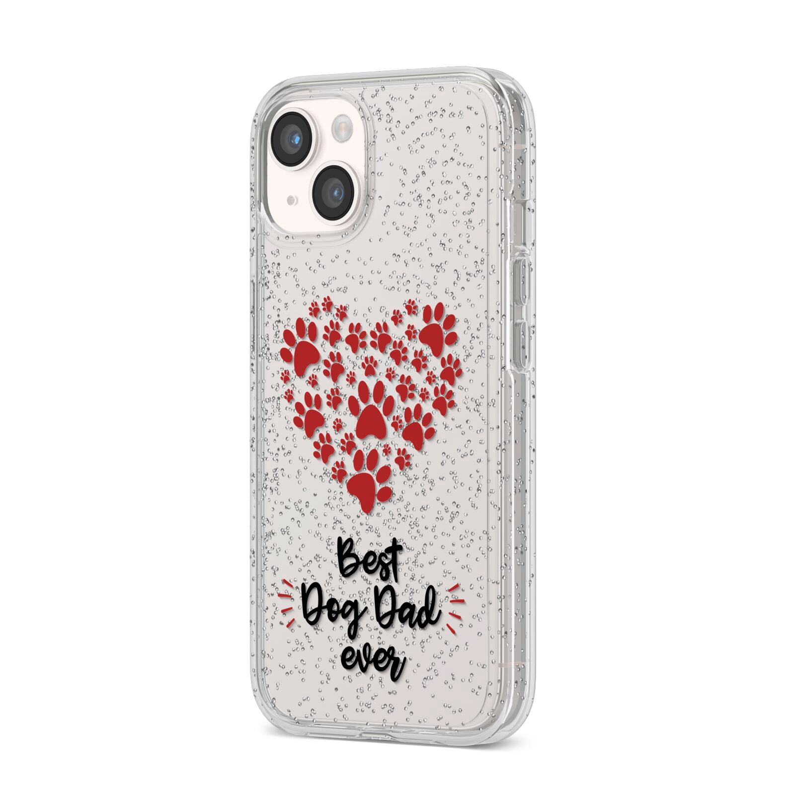 Best Dog Dad Paws iPhone 14 Glitter Tough Case Starlight Angled Image
