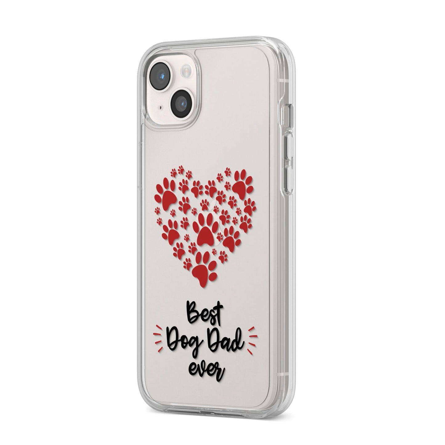 Best Dog Dad Paws iPhone 14 Plus Clear Tough Case Starlight Angled Image