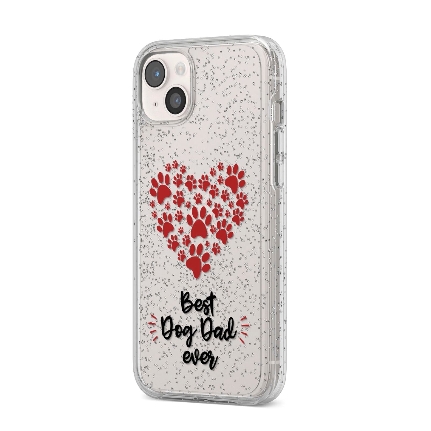 Best Dog Dad Paws iPhone 14 Plus Glitter Tough Case Starlight Angled Image