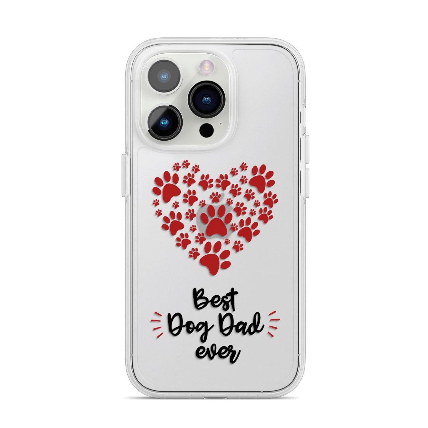 Best Dog Dad Paws iPhone 14 Pro Clear Tough Case Silver
