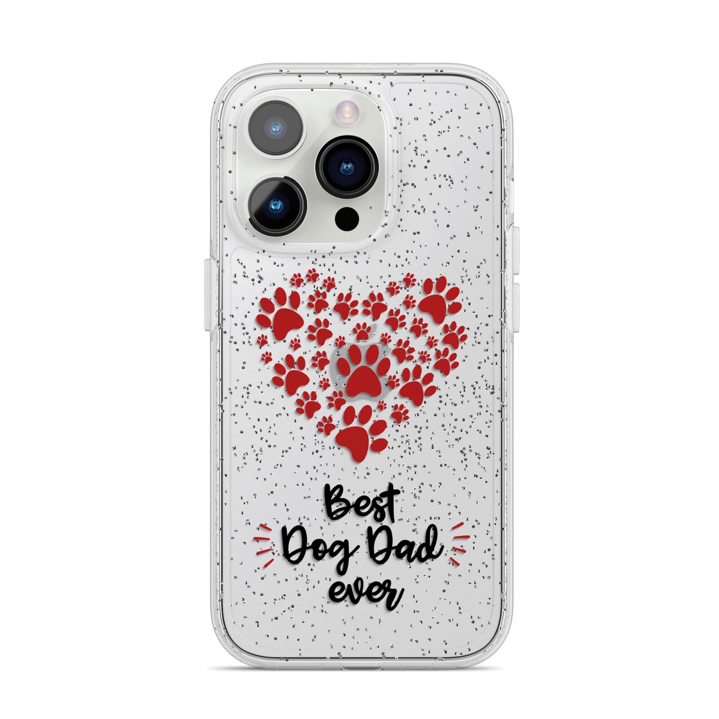 Best Dog Dad Paws iPhone 14 Pro Glitter Tough Case Silver