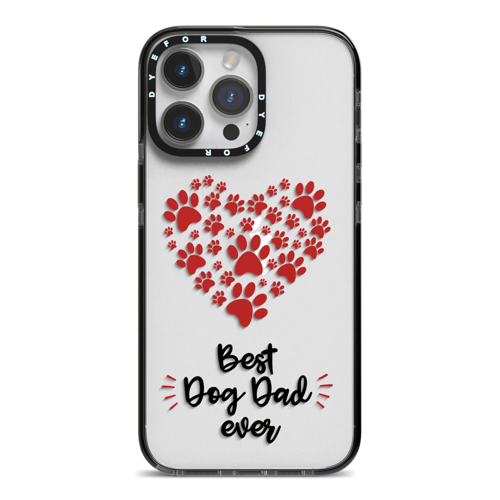 Best Dog Dad Paws iPhone 14 Pro Max Black Impact Case on Silver phone