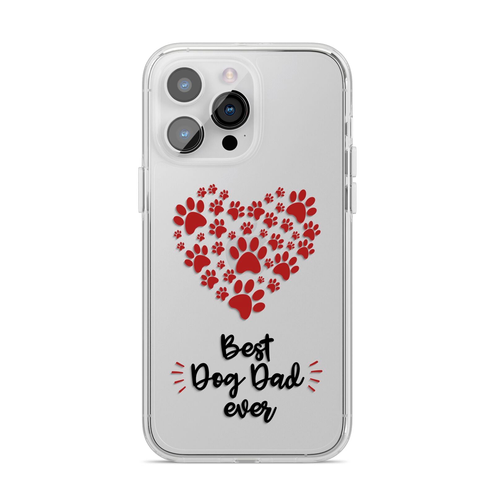 Best Dog Dad Paws iPhone 14 Pro Max Clear Tough Case Silver