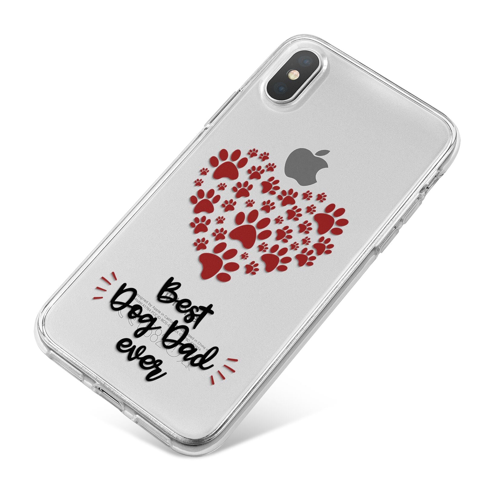 Best Dog Dad Paws iPhone X Bumper Case on Silver iPhone