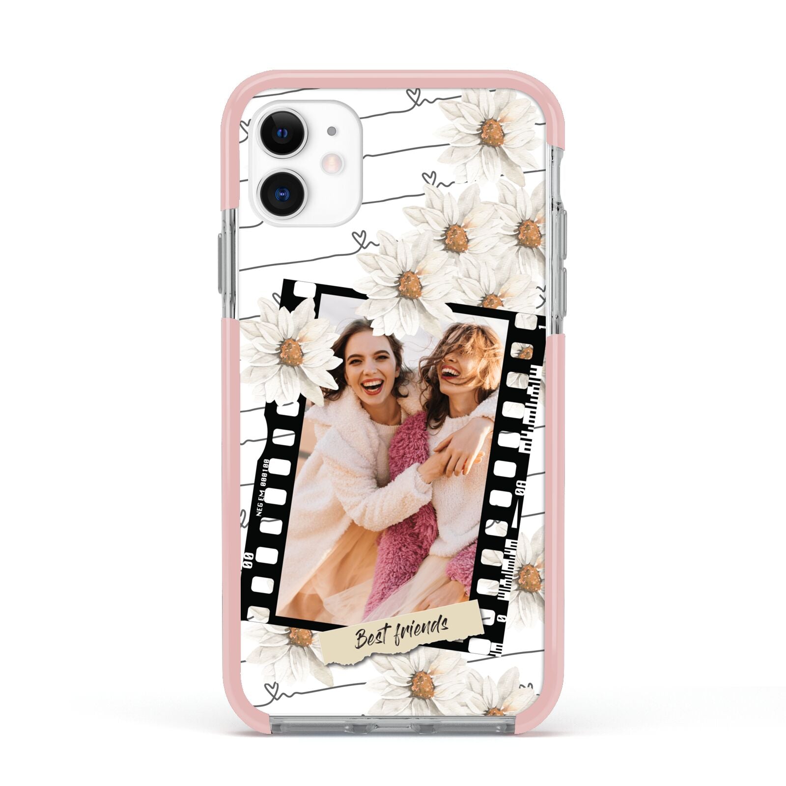 Best Friend Photo Apple iPhone 11 in White with Pink Impact Case