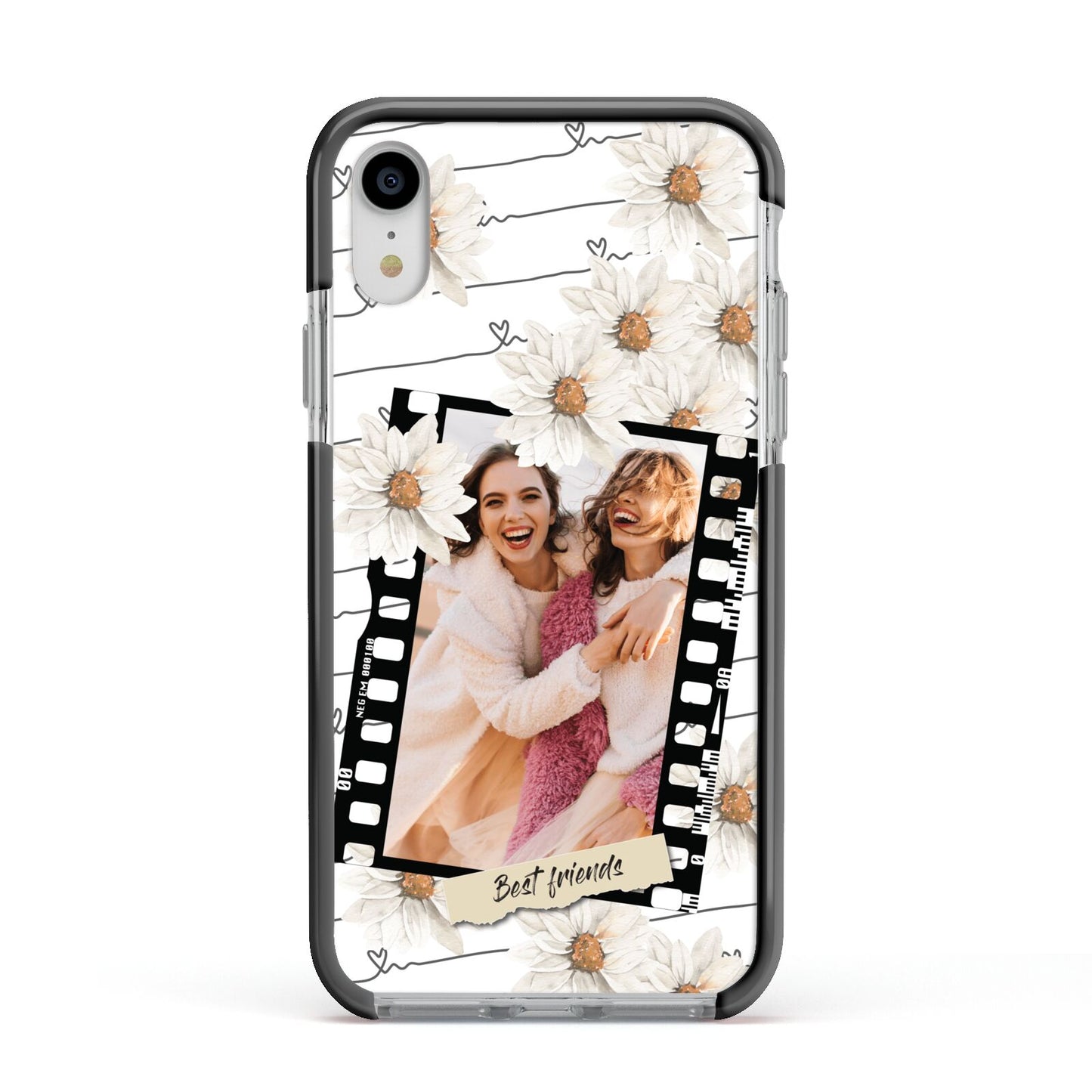 Best Friend Photo Apple iPhone XR Impact Case Black Edge on Silver Phone