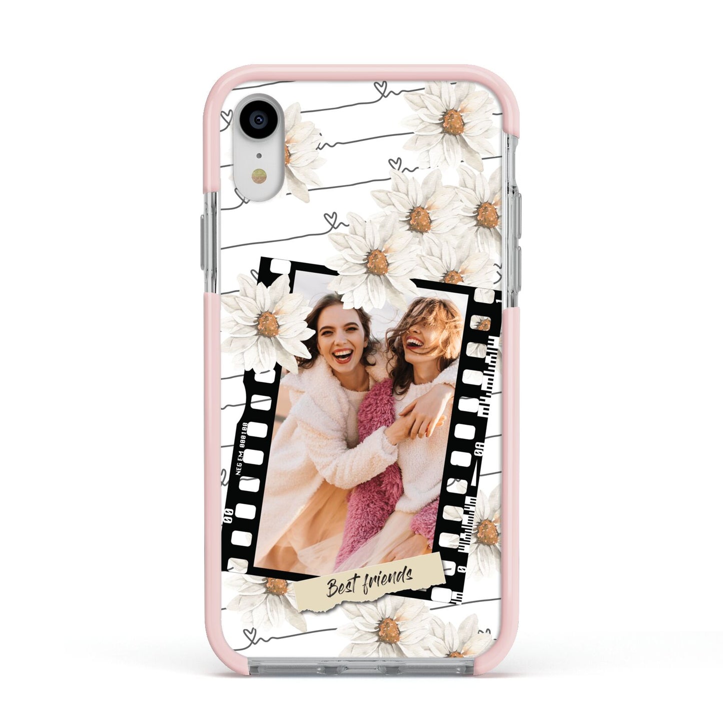 Best Friend Photo Apple iPhone XR Impact Case Pink Edge on Silver Phone