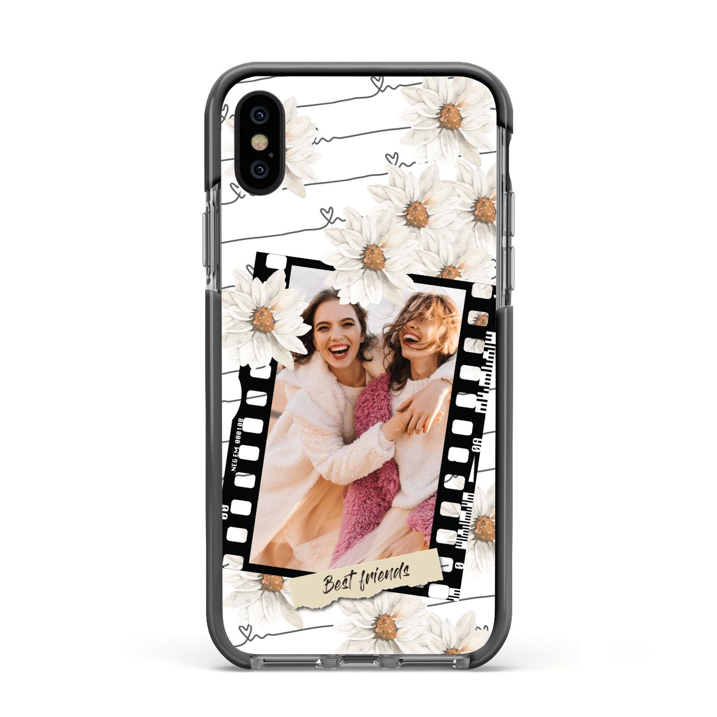 Best Friend Photo Apple iPhone Xs Impact Case Black Edge on Black Phone
