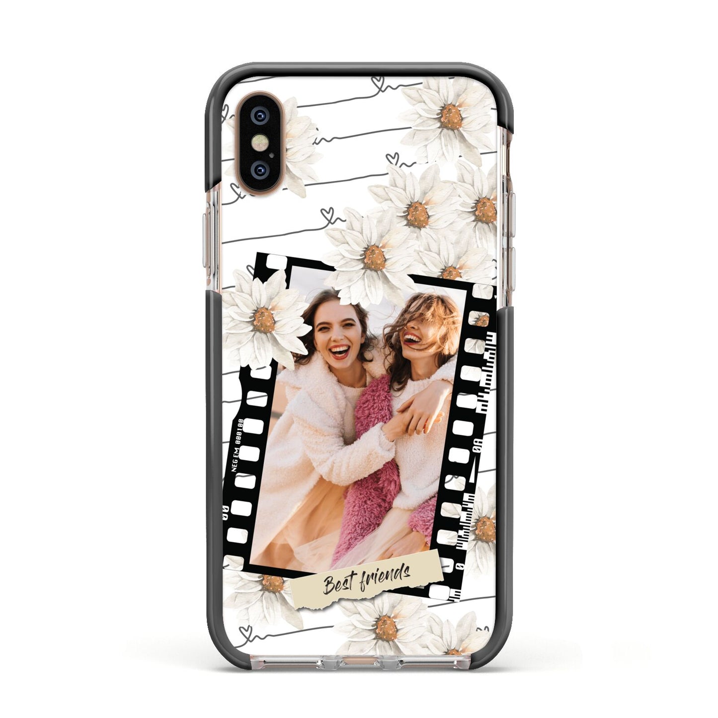 Best Friend Photo Apple iPhone Xs Impact Case Black Edge on Gold Phone