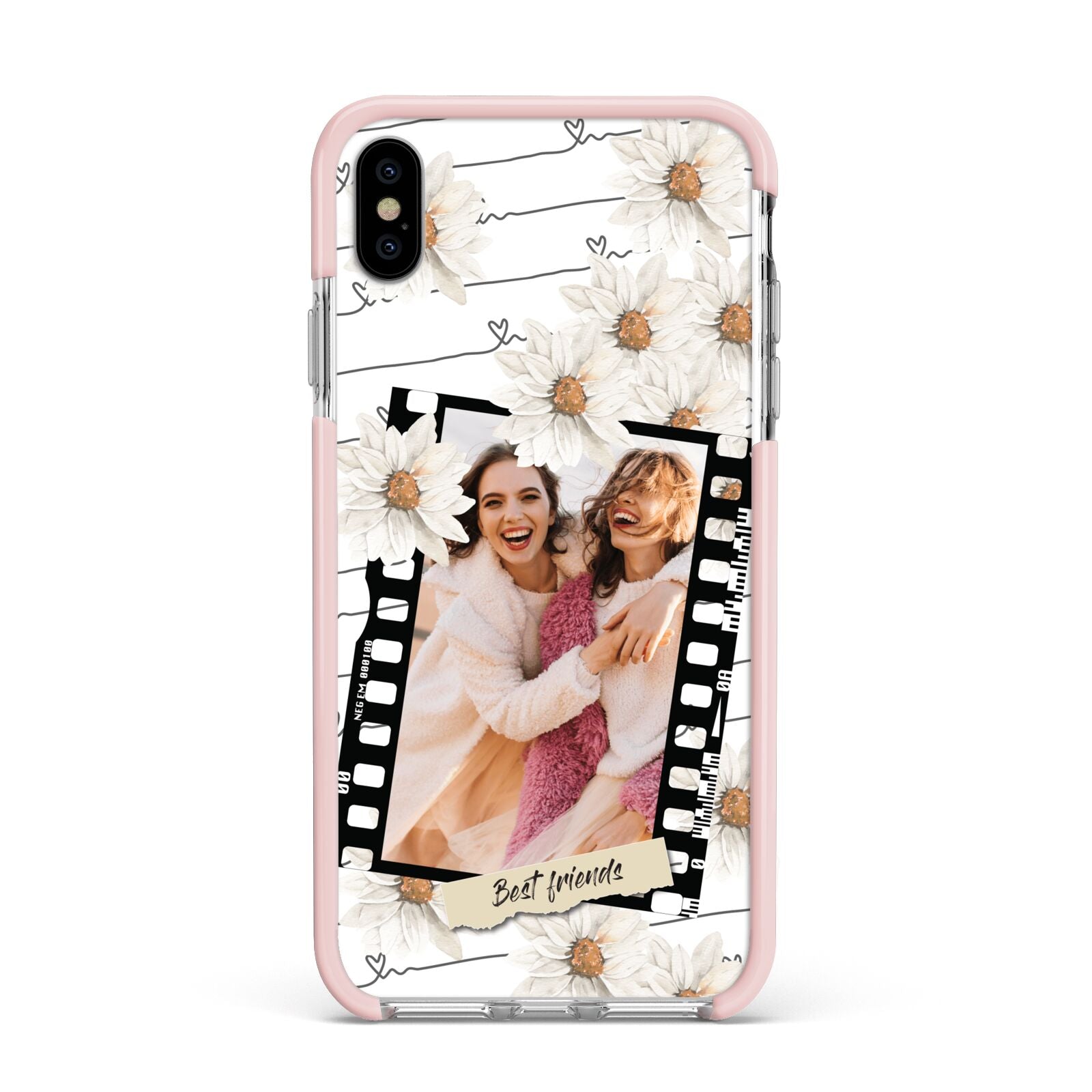 Best Friend Photo Apple iPhone Xs Max Impact Case Pink Edge on Silver Phone