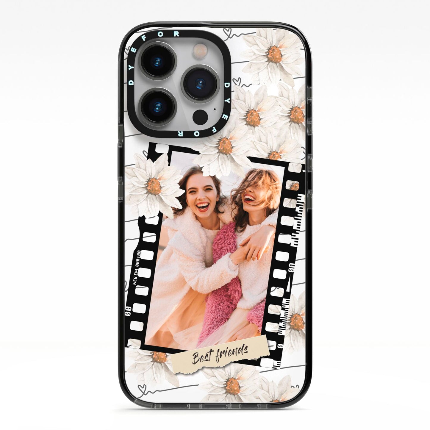 Best Friend Photo iPhone 13 Pro Black Impact Case on Silver phone