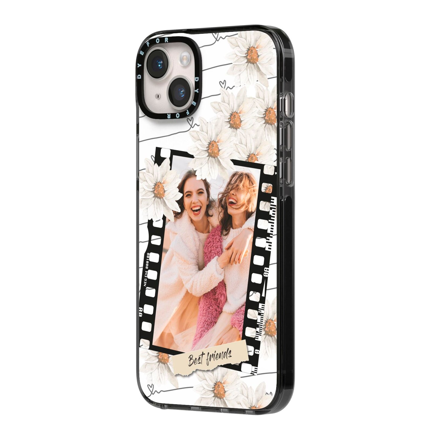 Best Friend Photo iPhone 14 Plus Black Impact Case Side Angle on Silver phone