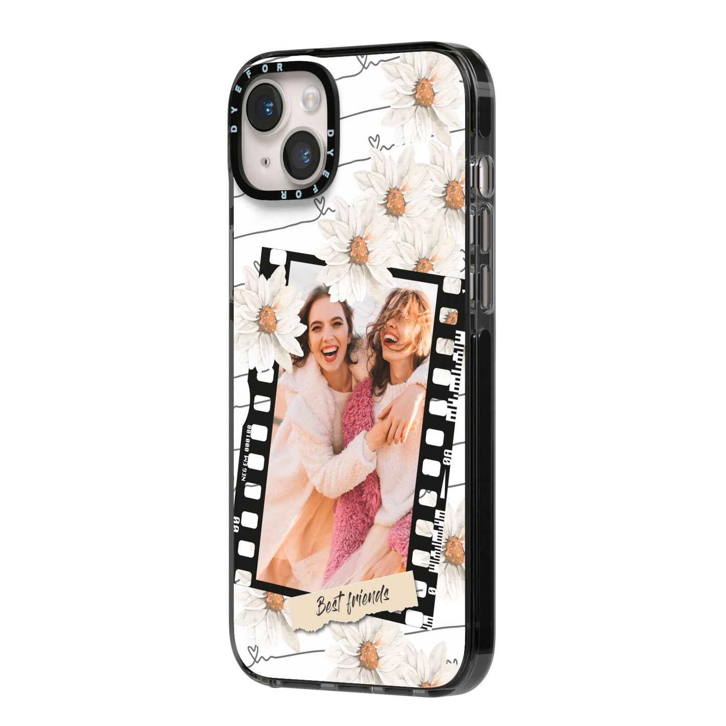 Best Friend Photo iPhone 14 Plus Black Impact Case Side Angle on Silver phone